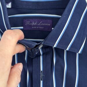 Ralph Lauren Men's Blue and White Striped Shirt